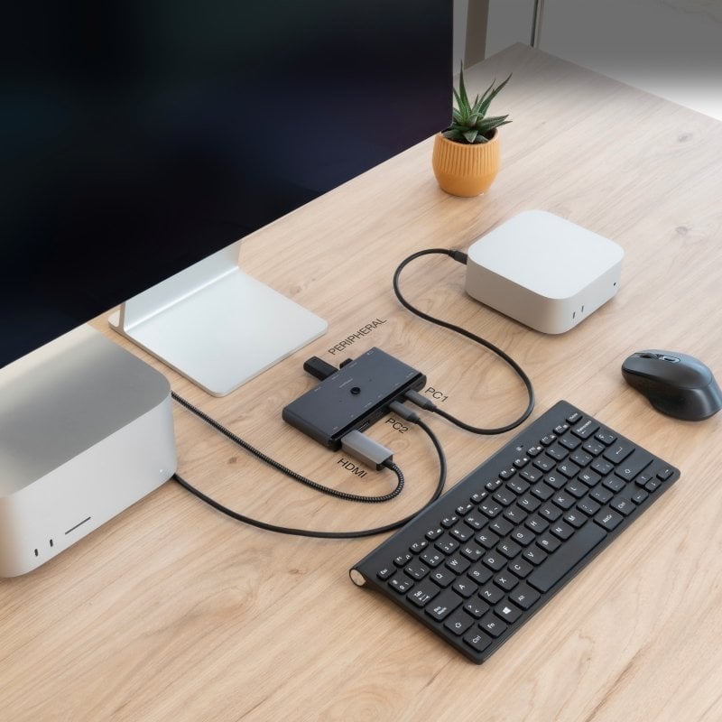 Switch Conmutador 8K Nanocable 10.12.0003/ 1x HDMI/ 1x DisplayPort/ 3x USB/ 2x USB Tipo-C/ 1x Jack 3.5mm/ 2x USB Tipo-C PD