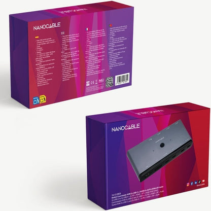 Switch Conmutador 8K Nanocable 10.12.0003/ 1x HDMI/ 1x DisplayPort/ 3x USB/ 2x USB Tipo-C/ 1x Jack 3.5mm/ 2x USB Tipo-C PD