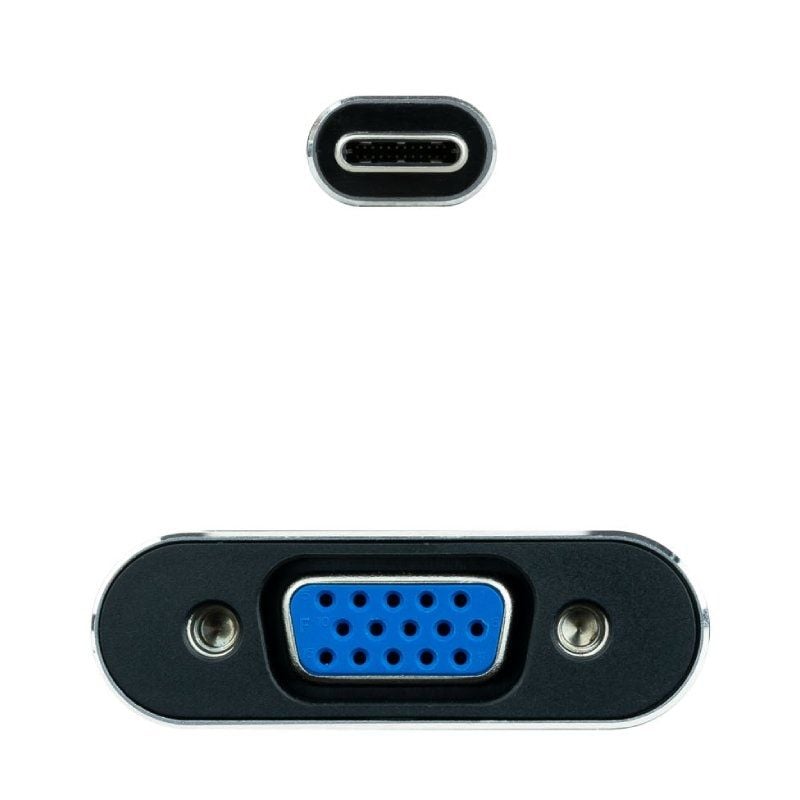 Conversor Nanocable 10.16.4101-G/ USB Tipo-C Macho - VGA Fêmea/ 10cm/ Preto e Cinzento