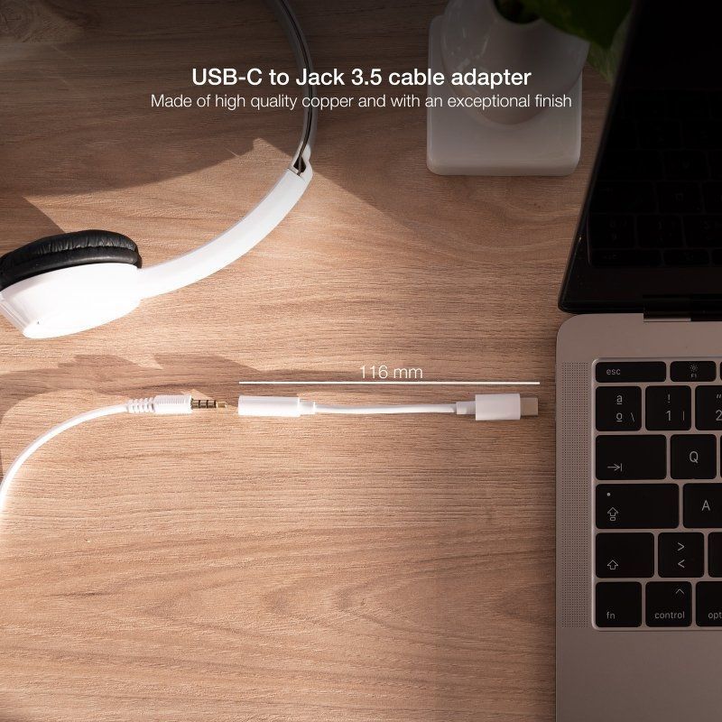 Conversor USB Tipo-C Nanocable 10.24.1205-W/ USB Tipo-C Macho - Jack 3.5 Fêmea