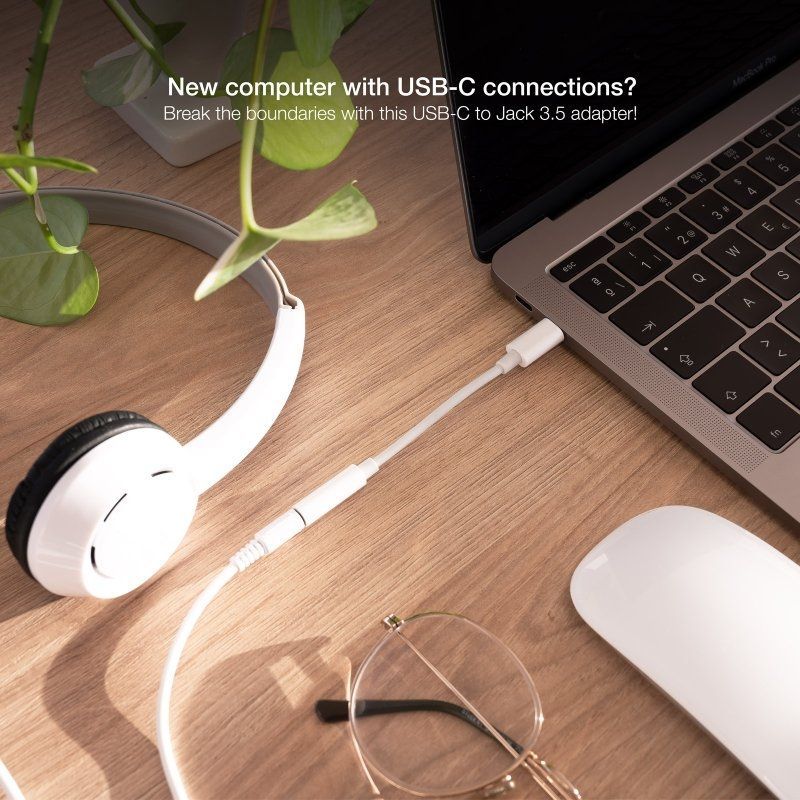 Conversor USB Tipo-C Nanocable 10.24.1205-W/ USB Tipo-C Macho - Jack 3.5 Fêmea