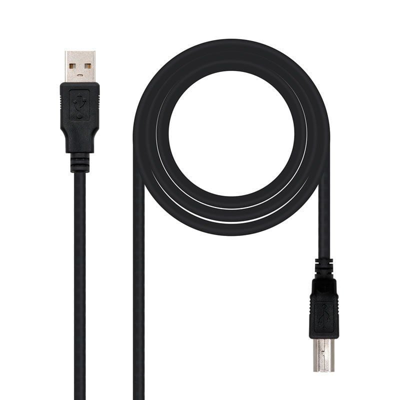 Cabo USB 2.0 Impressora Nanocable 10.01.0104-BK/ USB Tipo-B Macho - USB Macho/ 3m/ Preto
