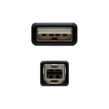 Cabo USB 2.0 Impressora Nanocable 10.01.0104-BK/ USB Tipo-B Macho - USB Macho/ 3m/ Preto