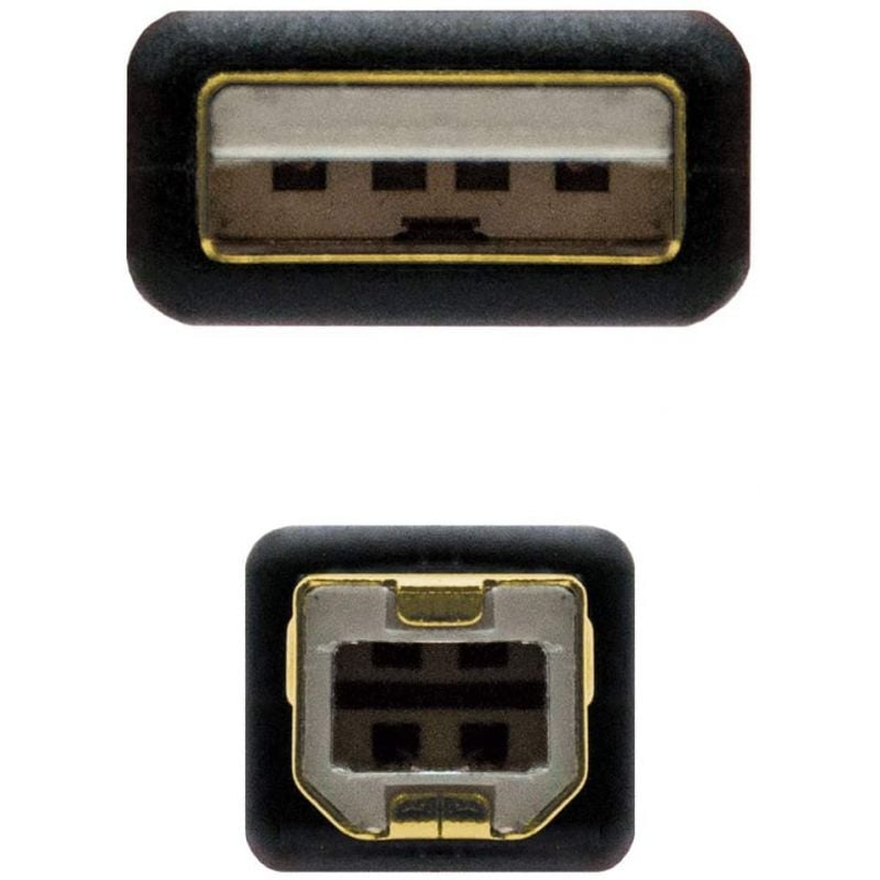 Cable USB 2.0 Impresora Nanocable 10.01.1203/ USB Tipo-B Macho - USB Macho/ 3m/ Negro
