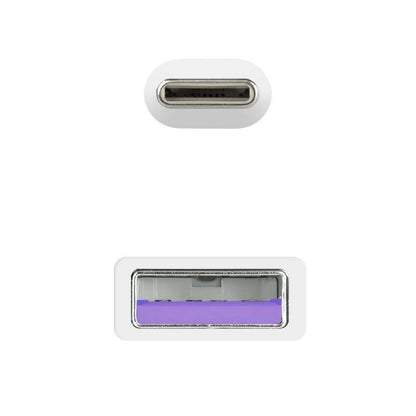 Cabo USB 2.0 Nanocable 10.01.2100-W/ USB Tipo-C Macho - USB Macho/ 480Mbps/ 50cm/ Branco