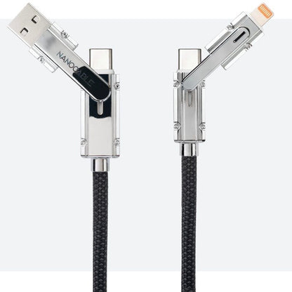 Cable USB 2.0 Tipo-C Nanocable 10.01.2602/ USB Tipo-C Macho + USB Macho - USB Tipo-C Macho + Lightning Macho/ Hasta 27W/ 480Mbps/ 2m/ Negro