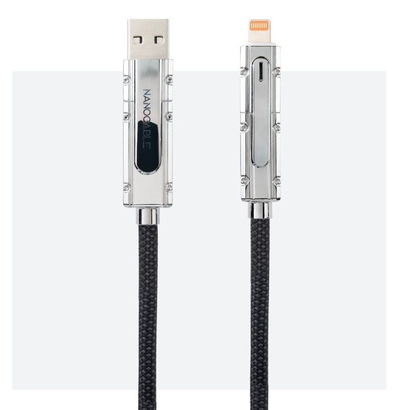 Cable USB 2.0 Tipo-C Nanocable 10.01.2602/ USB Tipo-C Macho + USB Macho - USB Tipo-C Macho + Lightning Macho/ Hasta 27W/ 480Mbps/ 2m/ Negro