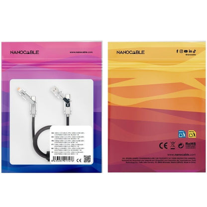 Cable USB 2.0 Tipo-C Nanocable 10.01.2602/ USB Tipo-C Macho + USB Macho - USB Tipo-C Macho + Lightning Macho/ Hasta 27W/ 480Mbps/ 2m/ Negro