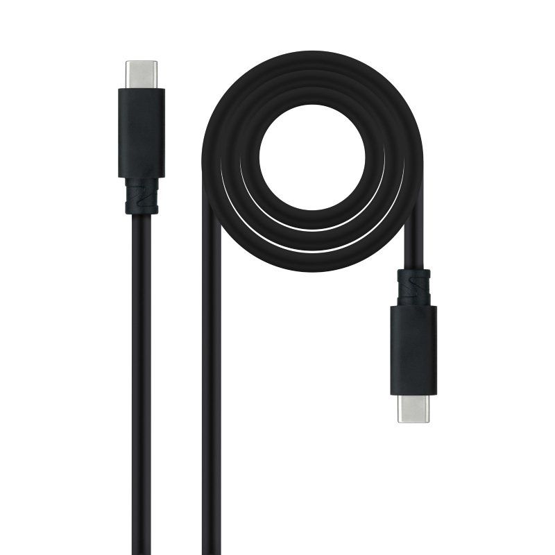 Cabo USB 3.1 Tipo-C Nanocable 10.01.4101-L150/ USB Tipo-C Macho - USB Tipo-C Macho/ Até 100W/ 10Gbps/ 1.5m/ Preto