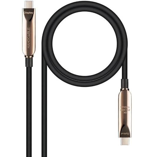 Cabo USB 3.2 Tipo-C AOC Nanocable 10.01.4610/ USB Tipo-C Macho - USB Tipo-C Macho/ Até 60W/ 10Gbps/ 10m/ Preto