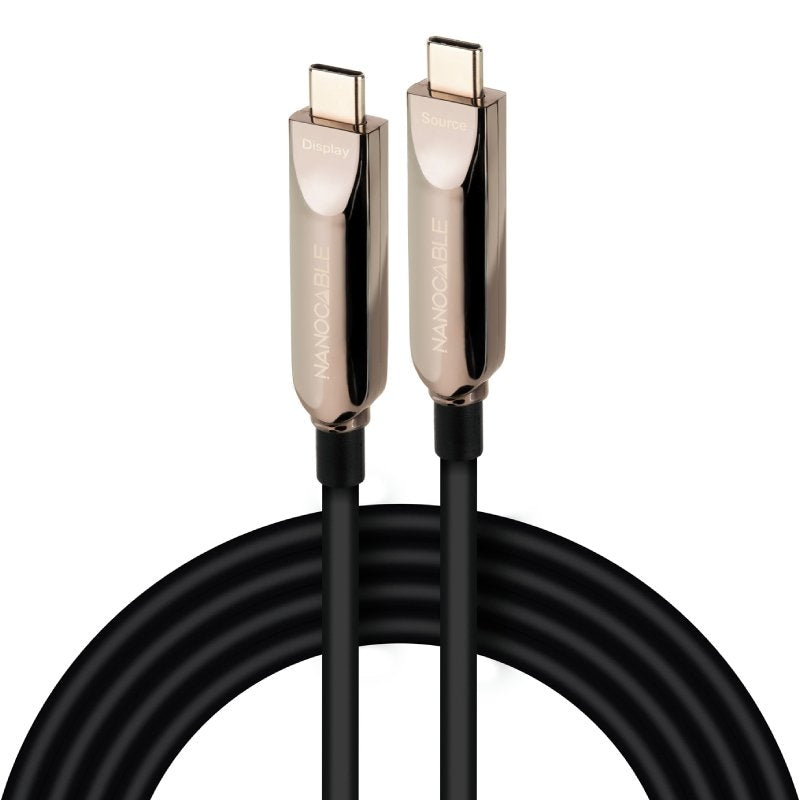 Cable USB 3.2 Tipo-C AOC Nanocable 10.01.4615/ USB Tipo-C Macho - USB Tipo-C Macho/ Hasta 60W/ 10Gbps/ 15m/ Negro