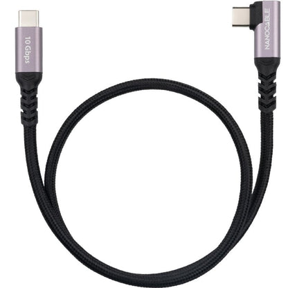 Cable USB 3.2 Tipo-C Acodado Nanocable 10.01.4703/ USB Tipo-C Macho - USB Tipo-C Macho/ Hasta 100W/ 10Gbps/ 3m/ Negro