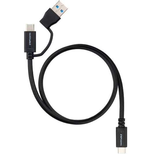 Cabo USB 3.2 Tipo-C Nanocable 10.01.4801/ USB Tipo-C Macho/ USB Macho - USB Tipo-C Macho/ Até 60W/ 10Gbps/ 1m/ Preto