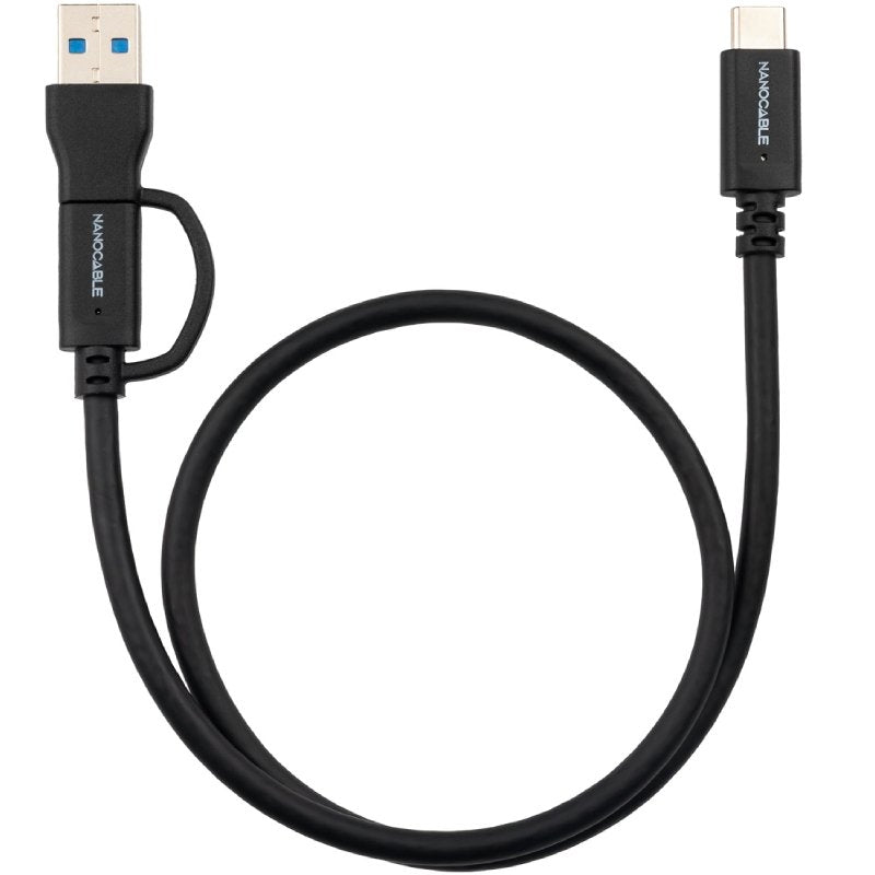 Cabo USB 3.2 Tipo-C Nanocable 10.01.4801/ USB Tipo-C Macho/ USB Macho - USB Tipo-C Macho/ Até 60W/ 10Gbps/ 1m/ Preto