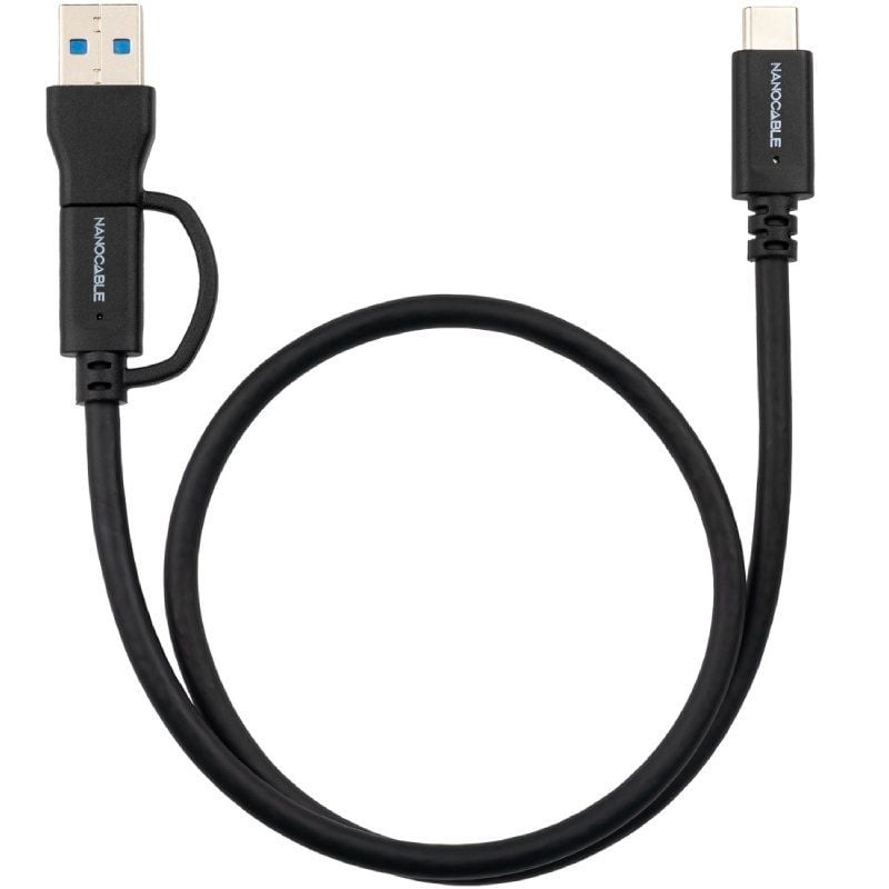 Cabo USB 3.2 Tipo-C Nanocable 10.01.4802/ USB Tipo-C Macho/ USB Macho - USB Tipo-C Macho/ Até 60W/ 10Gbps/ 2m/ Preto