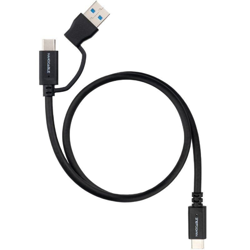 Cabo USB 3.2 Tipo-C Nanocable 10.01.4803/ USB Tipo-C Macho/ USB Macho - USB Tipo-C Macho/ Até 60W/ 10Gbps/ 3m/ Preto