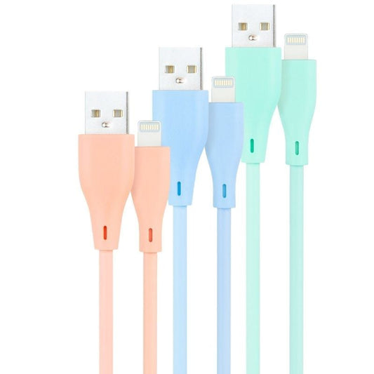 Cabos USB 2.0 Lightning Nanocable 10.10.0401-A1/ USB Macho - Lightning Macho/ 1m/ 3 Unidades/ Rosa, Azul e Verde