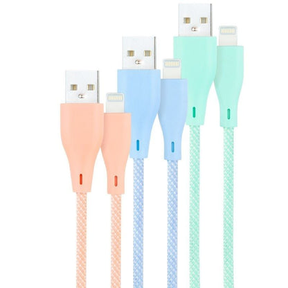 Cabos USB 2.0 Lightning Nanocable 10.10.0401-CO1/ USB Macho - Lightning Macho/ 1m/ 3 Unidades/ Rosa, Azul e Verde