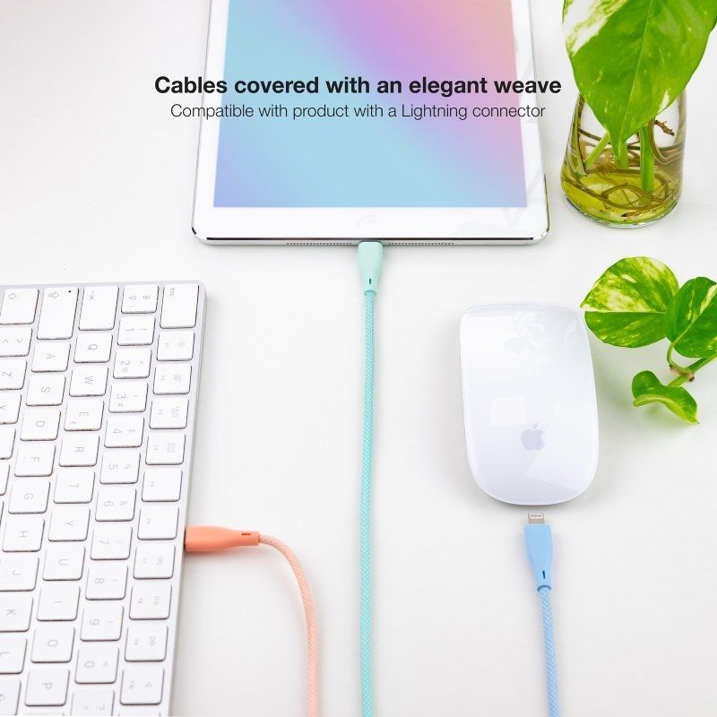 Cabos USB 2.0 Lightning Nanocable 10.10.0401-CO1/ USB Macho - Lightning Macho/ 1m/ 3 Unidades/ Rosa, Azul e Verde