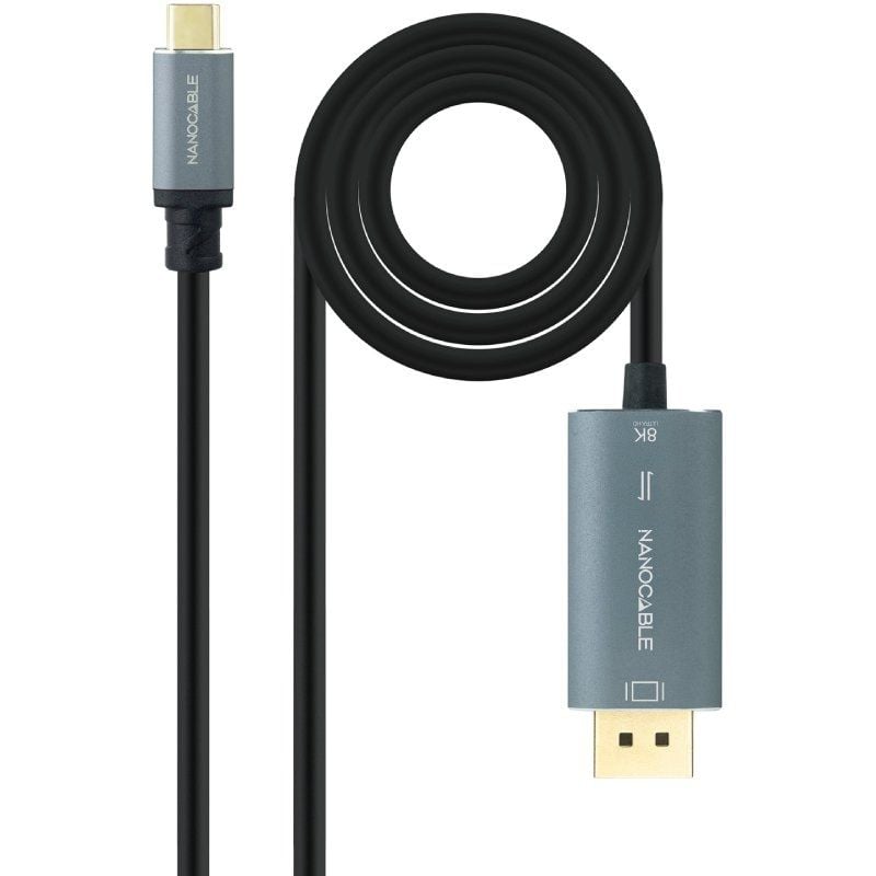 Cabo Conversor Nanocable 10.15.5022/ USB Tipo-C Macho - Displayport Macho/ 2m/ Preto