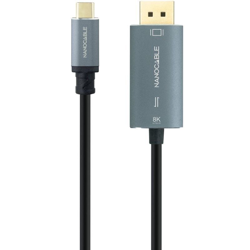 Cabo Conversor Nanocable 10.15.5022/ USB Tipo-C Macho - Displayport Macho/ 2m/ Preto