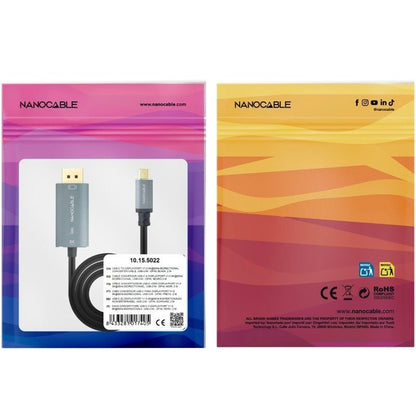 Cabo Conversor Nanocable 10.15.5022/ USB Tipo-C Macho - Displayport Macho/ 2m/ Preto