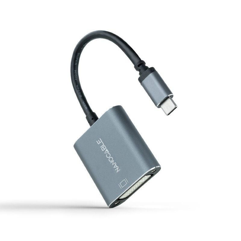 Cabo Conversor Nanocable 10.16.4103-G/ USB Tipo-C Macho - DVI-D (24+1) Fêmea/ 15cm/ Cinzento