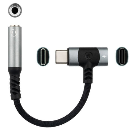 Cabo Conversor Áudio Nanocable 10.24.1207/ USB Tipo-C Macho - Jack 3.5/ USB Tipo-C Fêmea/ 10cm/ Preto
