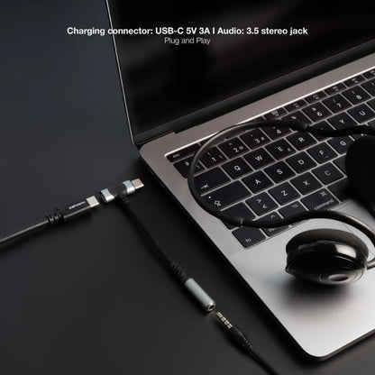 Cabo Conversor Áudio Nanocable 10.24.1207/ USB Tipo-C Macho - Jack 3.5/ USB Tipo-C Fêmea/ 10cm/ Preto