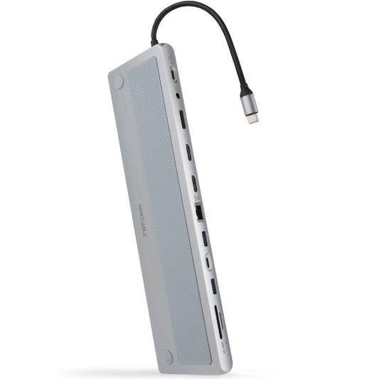 Docking Tipo-C Nanocable 10.16.1012/ 3xUSB/ 1xUSB Tipo-C/ 2xHDMI 4K/ 1xDisplayPort/ 1xRJ45/ 1xLeitor cartões/ 1xJack 3.5/ 1xUSB Tipo-C PD/ Cinzento