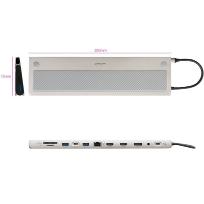 Docking Tipo-C Nanocable 10.16.1012/ 3xUSB/ 1xUSB Tipo-C/ 2xHDMI 4K/ 1xDisplayPort/ 1xRJ45/ 1xLector tarjetas/ 1xJack 3.5/ 1xUSB Tipo-C PD/ Gris