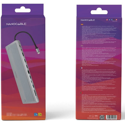 Docking Tipo-C Nanocable 10.16.1012/ 3xUSB/ 1xUSB Tipo-C/ 2xHDMI 4K/ 1xDisplayPort/ 1xRJ45/ 1xLector tarjetas/ 1xJack 3.5/ 1xUSB Tipo-C PD/ Gris