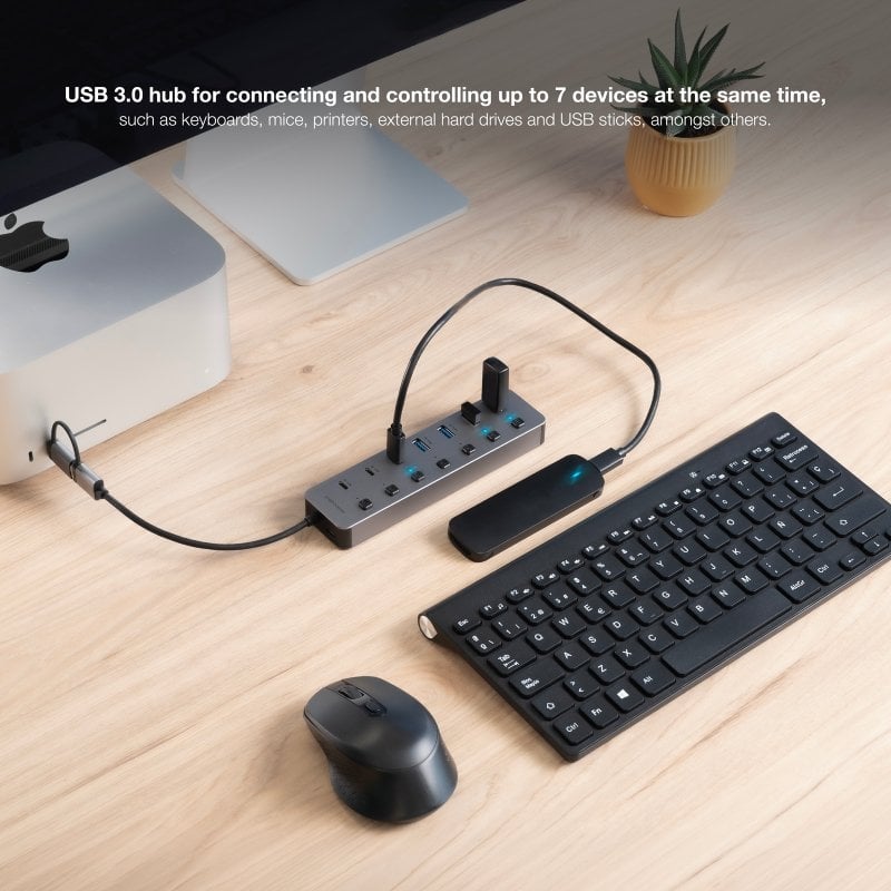 Hub USB + USB Tipo-C Nanocable 10.16.4510/ 4xUSB/ 3xUSB Tipo-C/ 1xUSB Tipo-C PD/ Gris