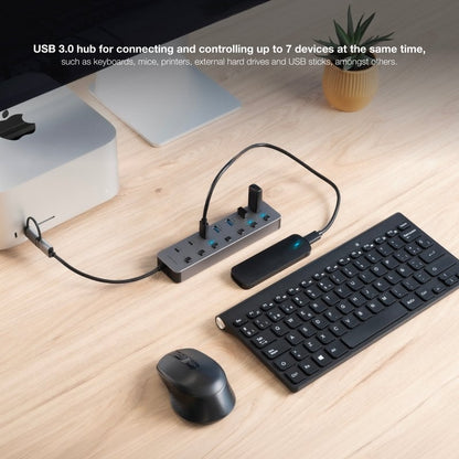Hub USB + USB Tipo-C Nanocable 10.16.4510/ 4xUSB/ 3xUSB Tipo-C/ 1xUSB Tipo-C PD/ Gris