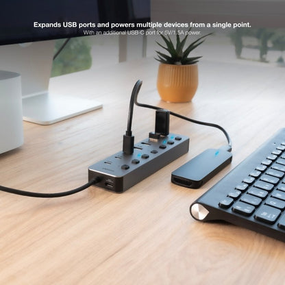 Hub USB + USB Tipo-C Nanocable 10.16.4510/ 4xUSB/ 3xUSB Tipo-C/ 1xUSB Tipo-C PD/ Gris