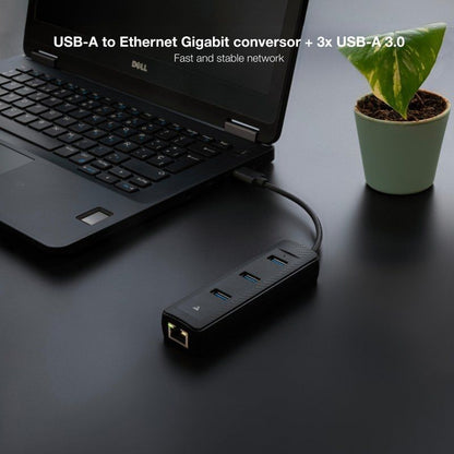 Hub USB 3.0 Nanocable 10.16.4604/ 3xUSB/ 1xRJ45/ Negro
