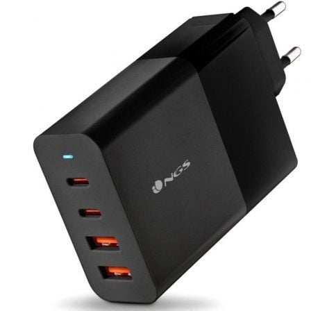 Cargador de Pared GaN NGS Bud 100W/ 2xUSB Tipo-C/ 2xUSB/ 100W