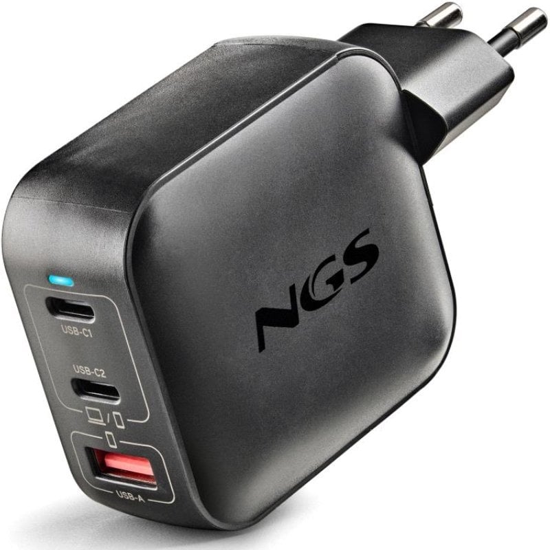 Carregador de Parede GaN NGS BUD100WTINY 100W/ 2xUSB Tipo-C/ 1xUSB/ 100W