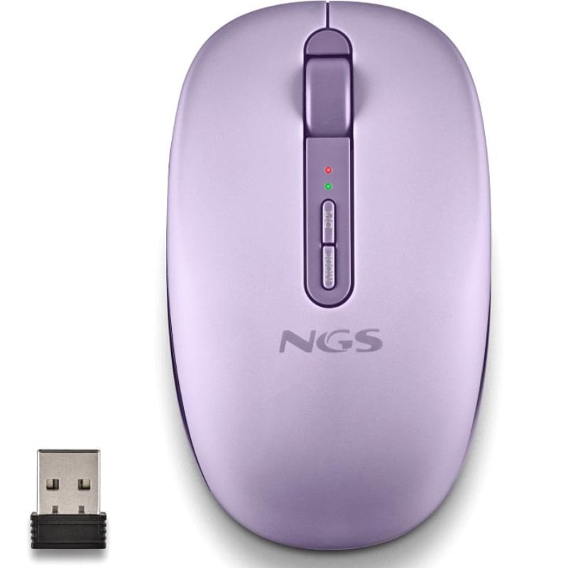 Ratón Ergonómico Inalámbrico NGS Fog Dual FOGDUALPURPLE Silencioso/ Hasta 1600 DPI/ Púrpura