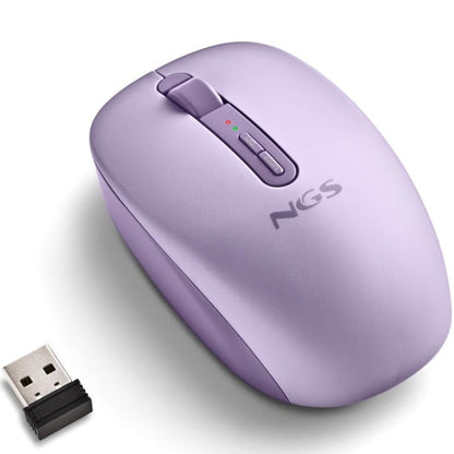 Ratón Ergonómico Inalámbrico NGS Fog Dual FOGDUALPURPLE Silencioso/ Hasta 1600 DPI/ Púrpura
