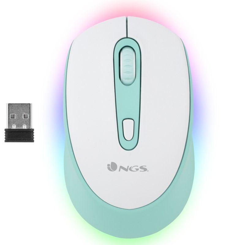 Rato Sem Fios NGS Smog Mint-RB/ Bateria recarregável/ Até 2400 DPI/ Verde Menta