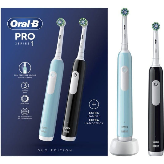 Escova de Dentes Oral-B Pro 1 Duo Edition/ Inclui 1 Recarga/ Preto e Turquesa