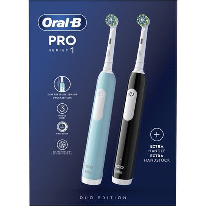 Escova de Dentes Oral-B Pro 1 Duo Edition/ Inclui 1 Recarga/ Preto e Turquesa