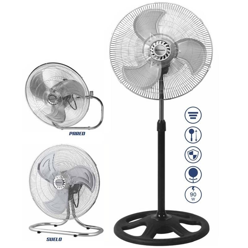 Ventoinha 3 em 1 Orbegozo PWS 0547/ Mesa/ Pedestal/ Parede/ 90W/ 3 Pás 45cm/ 3 velocidades