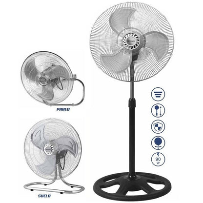 Ventoinha 3 em 1 Orbegozo PWS 0547/ Mesa/ Pedestal/ Parede/ 90W/ 3 Pás 45cm/ 3 velocidades