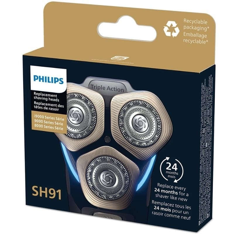 Cabeça de Substituição para Máquina de Barbear Elétrica Philips SH91/ Pack 3