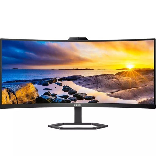 Monitor Profissional Ultrapanorâmico Curvo Philips 34E1C5600HE 34"/ WQHD/ Webcam/ Multimédia/ Ajustável em altura/ Preto