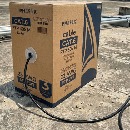 Bobina de Cabo RJ45 FTP Phasak PHR 670 Cat.6/ 305m/ Cinzento Escuro