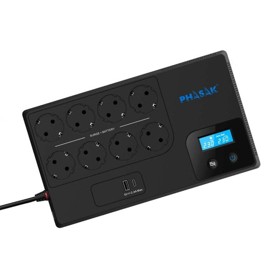 SAI Linha Interativa Phasak Smart Home 1050VA/ 1050VA-600W/ 8 Saídas/ Formato Bloco