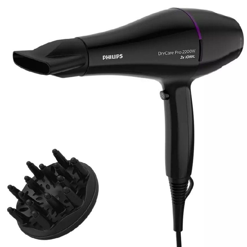 Secador Philips Drycare Pro BHD274/ 2200W/ Preto e Roxo
